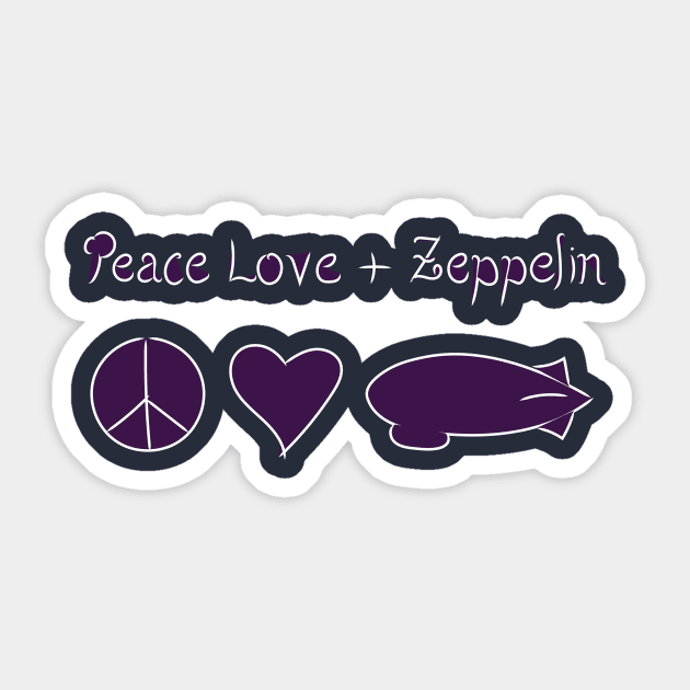 Peace Love & Zeppelin v3.5 Sticker by Whole Lotta Pixels